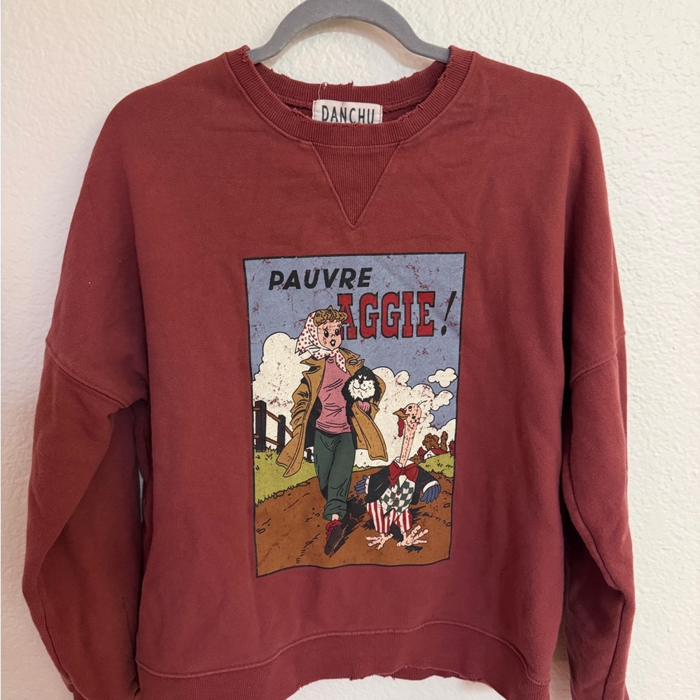 Urban Outfitters Rust Red Graphic Crewneck Sweatshirt